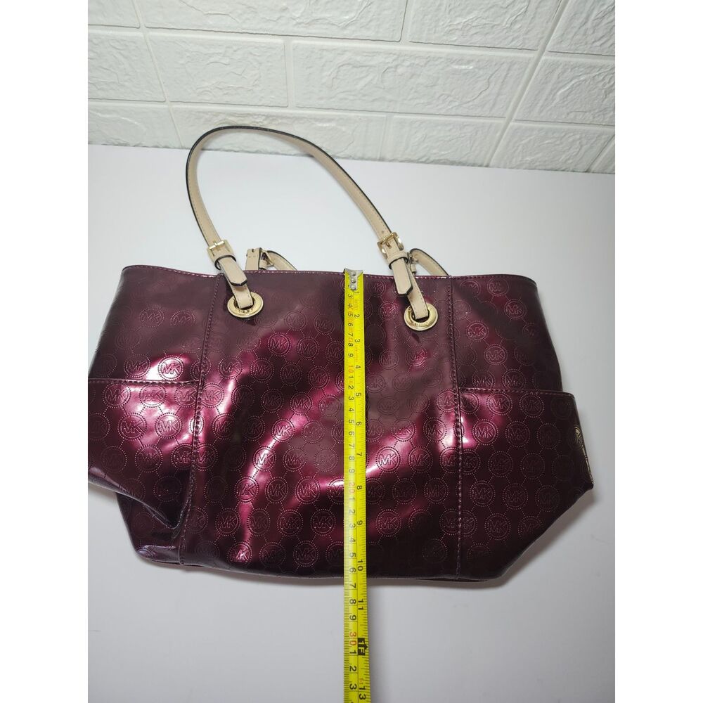 Michael Kors Jet Set East West Tote Plum Gold Hardware Signature Mobwife Shopper - Picture 14 of 15